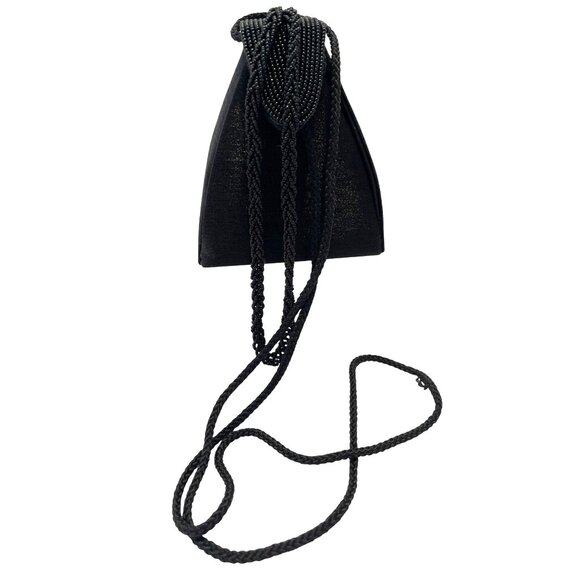 Formal Prom Bridal Evening Shoulder Mini Hand Bag Clutch Purse Black Beaded READ - Picture 6 of 12